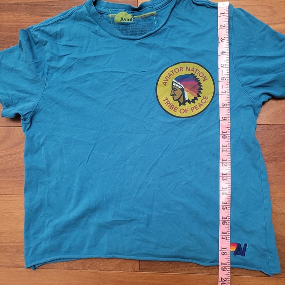 Aviator Nation Shirt Tribe Of Peace Indian Graphic Cropped Boyfriend Distressed - Picture 11 of 13